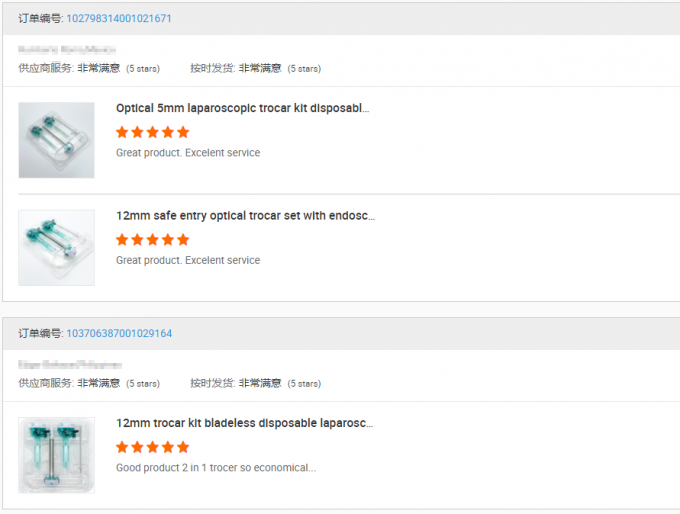 ข่าว บริษัท ล่าสุดเกี่ยวกับ ความคิดเห็นของลูกค้า-Trocar และ Trocar Kit แบบใช้แล้วทิ้ง | ศจ  1